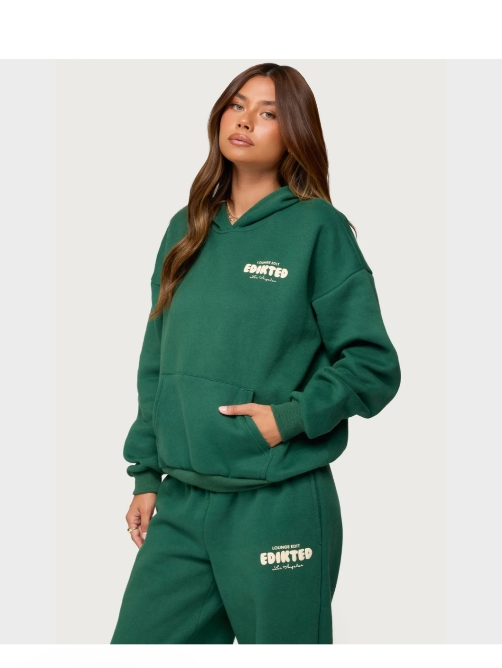 Edikted Lounge Edit Forest Green Hoodie NWT - Picture 3 of 5